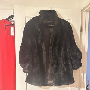 Elegant Dark Brown/Black Faux Fur Coat